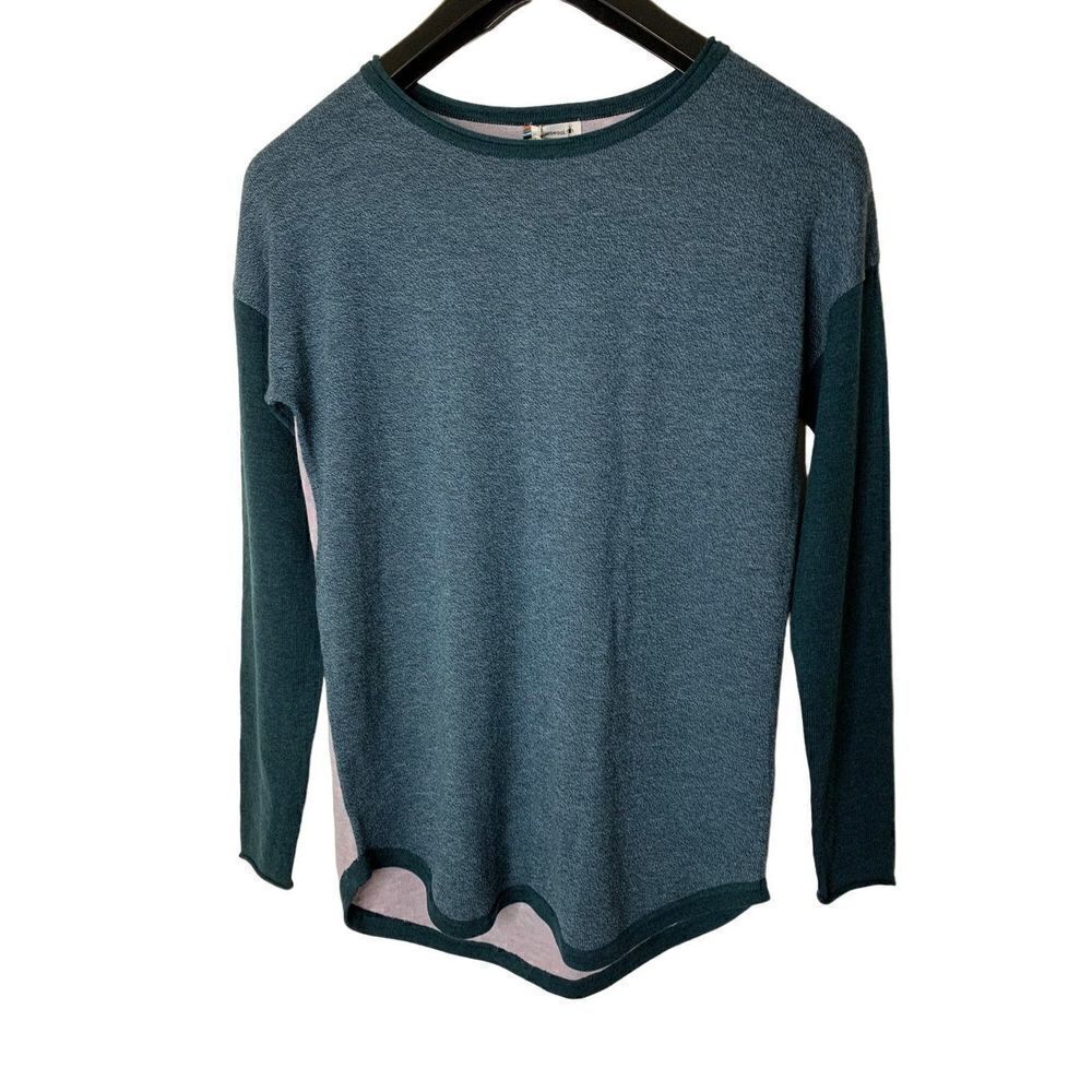 Smartwool Shadow Pine Colorblock Crew Sweater mist blue women’s size XS NEW NWT